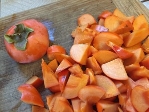 Persimmons chopped for the salad
