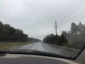 Driving into rain from hurDriving into rain from hurricane Juaquin