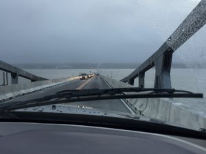Rain from Hurricane Joaquin on the Governor Nice Bridge
