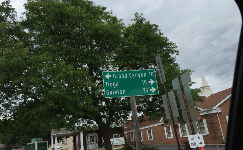 Wellsboro street sign for the Grand Canyon