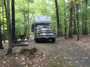 Narrow campsite in Fairy Stone State Park, Virginia