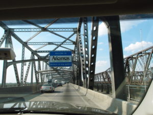 Crossing the Mississippi River into Arkansas