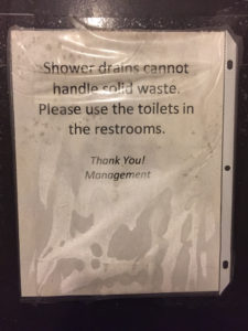 Disturbing sign in the Mesa Verde showers