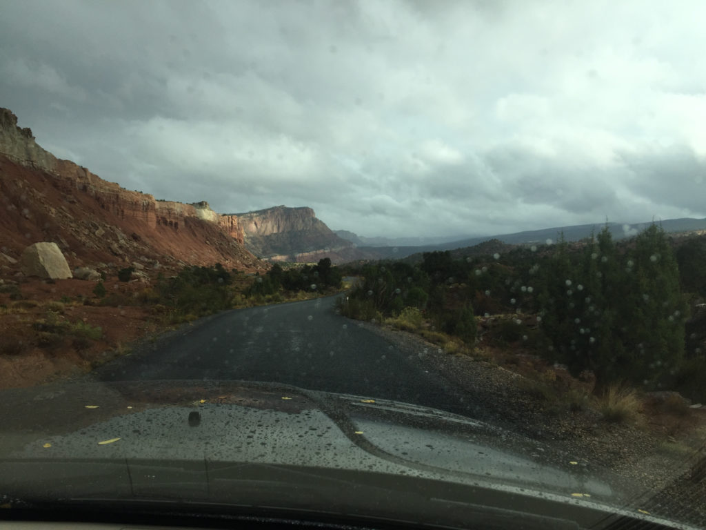 Driving in the rain, Capitol Reef National Park