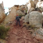Steep and muddy section on Golden Throne trail, Capitol Reef National Park