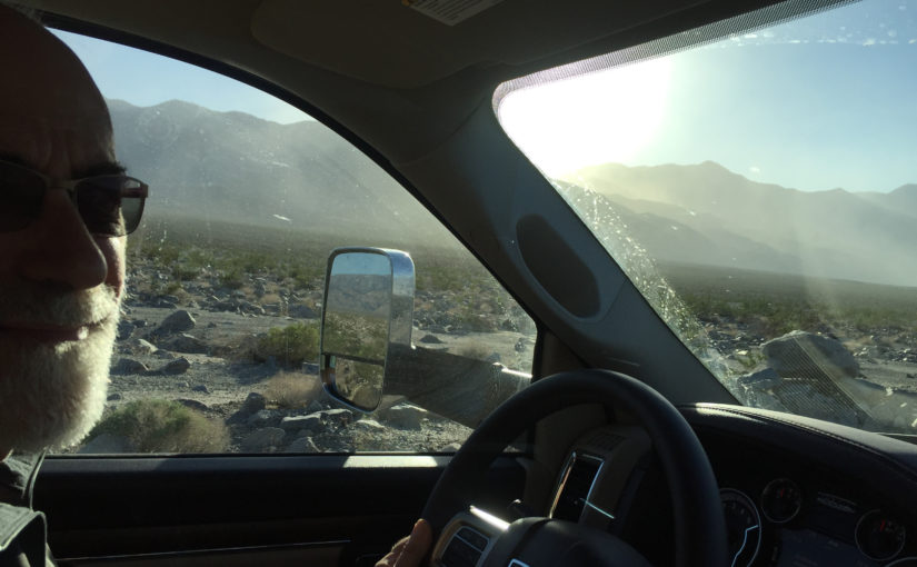 Driving in the wind to Saline Valley